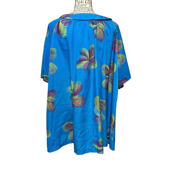 Roamans‎ Size 3X Tunic Top Blouse Shirt Blue Floral Smock Peter Pan Collar Flowy - Picture 4 of 8